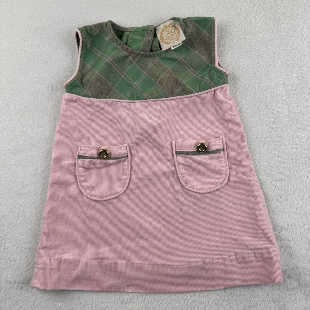 The Beaufort Bonnet Company Jumper Dress Toddler 2T Pink Plaid Corduroy Preppy